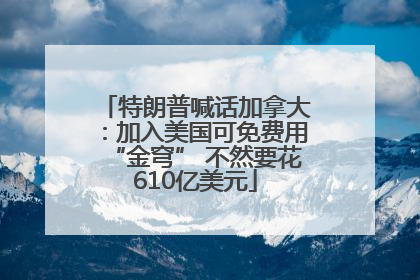 特朗普喊话加拿大：加入美国可免费用“金穹” 不然要花610亿美元