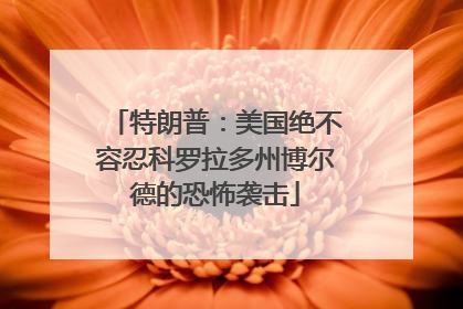 特朗普：美国绝不容忍科罗拉多州博尔德的恐怖袭击