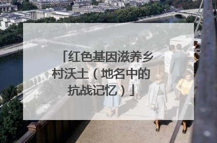 红色基因滋养乡村沃土（地名中的抗战记忆）
