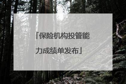 保险机构投管能力成绩单发布