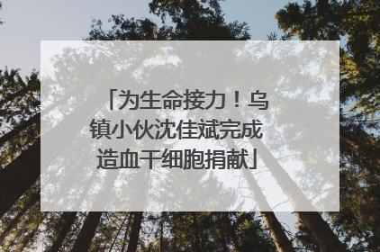 为生命接力！乌镇小伙沈佳斌完成造血干细胞捐献