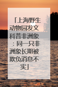 上海野生动物园发文科普非洲象：同一只非洲象长期被欺负消息不实