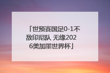 世预赛国足0-1不敌印尼队 无缘2026美加墨世界杯