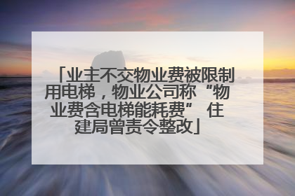 业主不交物业费被限制用电梯，物业公司称“物业费含电梯能耗费” 住建局曾责令整改
