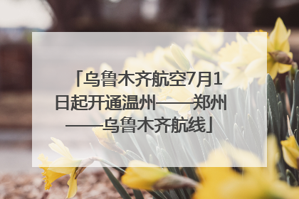 乌鲁木齐航空7月1日起开通温州——郑州——乌鲁木齐航线