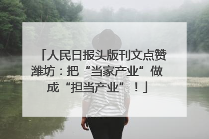 人民日报头版刊文点赞潍坊：把“当家产业”做成“担当产业”！