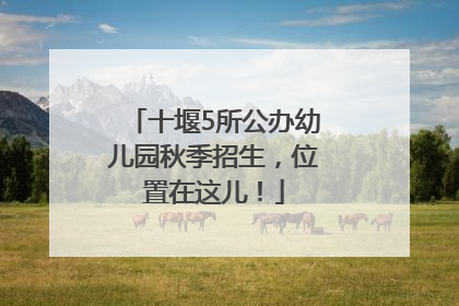 十堰5所公办幼儿园秋季招生，位置在这儿！