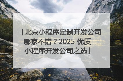 北京小程序定制开发公司哪家不错？2025 优质小程序开发公司之选