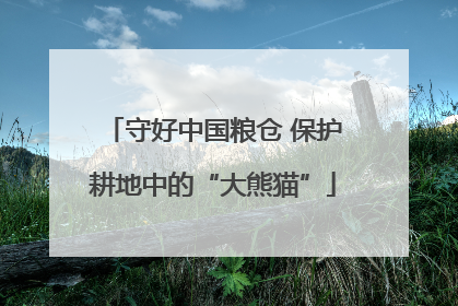 守好中国粮仓 保护耕地中的“大熊猫”