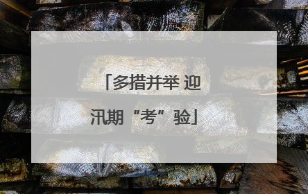 多措并举 迎汛期“考”验