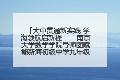 大中贯通新实践 学海领航启新程——南京大学数学学院导师团赋能新海初级中学九年级学子生涯规划