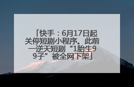 快手：6月17日起关停短剧小程序。此前一逆天短剧“1胎生99子”被全网下架
