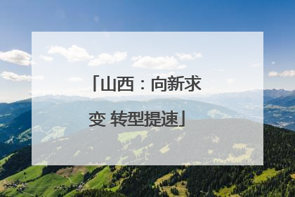 山西：向新求变 转型提速