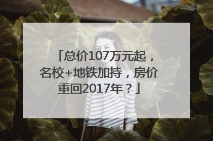 总价107万元起，名校+地铁加持，房价重回2017年？