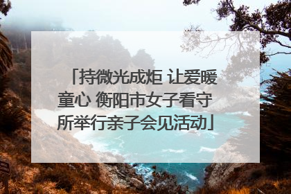 持微光成炬 让爱暖童心 衡阳市女子看守所举行亲子会见活动