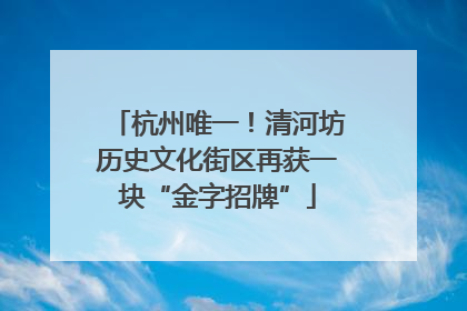 杭州唯一！清河坊历史文化街区再获一块“金字招牌”
