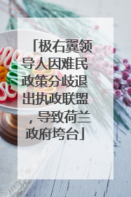 极右翼领导人因难民政策分歧退出执政联盟，导致荷兰政府垮台