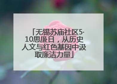 无锡苏庙社区5·10思廉日，从历史人文与红色基因中汲取廉洁力量