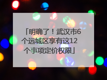 明确了！武汉市6个远城区享有这12个事项定价权限