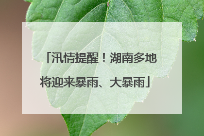 汛情提醒！湖南多地将迎来暴雨、大暴雨