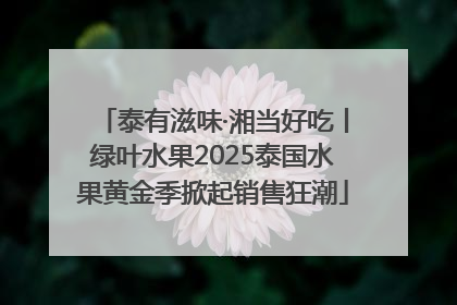 泰有滋味·湘当好吃丨绿叶水果2025泰国水果黄金季掀起销售狂潮