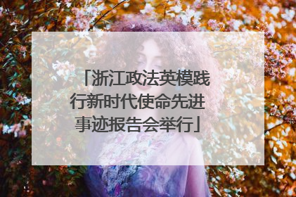浙江政法英模践行新时代使命先进事迹报告会举行