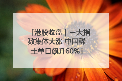 港股收盘｜三大指数集体大涨 中国稀土单日飙升60%