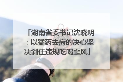 湖南省委书记沈晓明：以猛药去疴的决心坚决刹住违规吃喝歪风