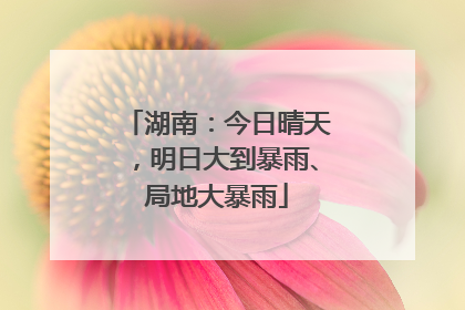 湖南：今日晴天，明日大到暴雨、局地大暴雨