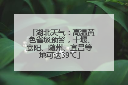 湖北天气：高温黄色省级预警，十堰、襄阳、随州、宜昌等地可达39℃