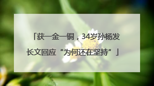 获一金一铜，34岁孙杨发长文回应“为何还在坚持”