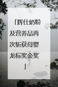 辉仕奶粉及营养品再次斩获母婴龙标奖金奖