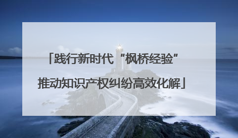 践行新时代“枫桥经验” 推动知识产权纠纷高效化解