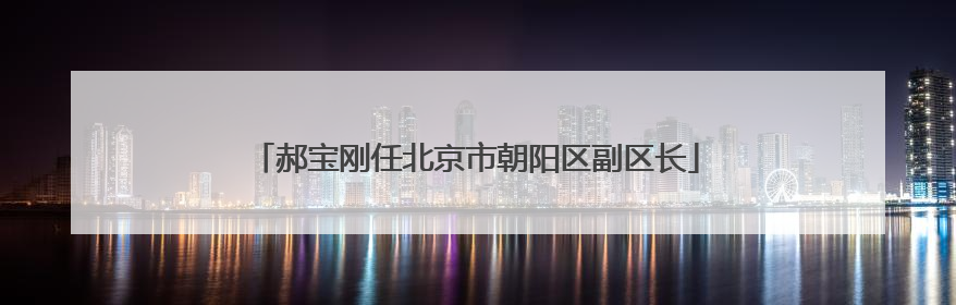 郝宝刚任北京市朝阳区副区长