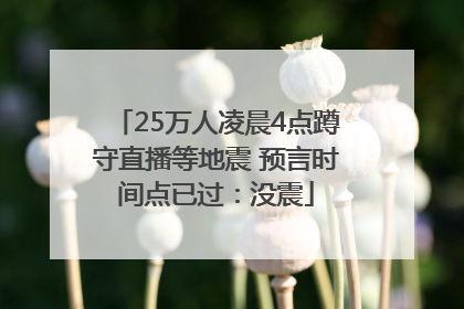 25万人凌晨4点蹲守直播等地震 预言时间点已过：没震