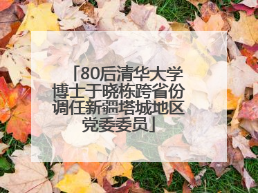 80后清华大学博士于晓栋跨省份调任新疆塔城地区党委委员
