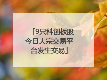 9只科创板股今日大宗交易平台发生交易