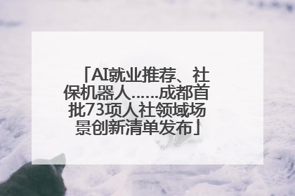 AI就业推荐、社保机器人……成都首批73项人社领域场景创新清单发布